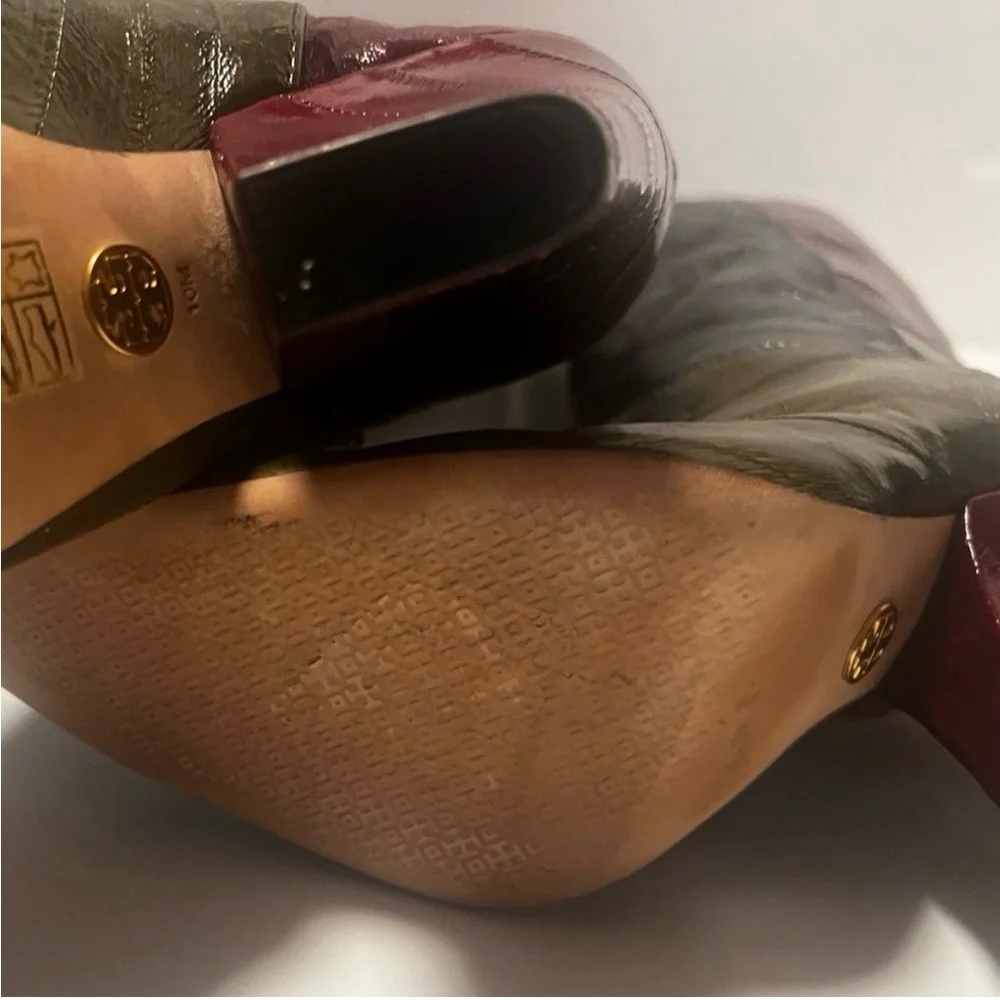 Tory Burch Lila Eel Skin Western Boot Size 10